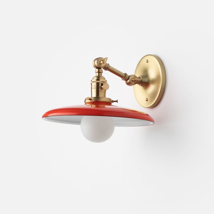 Farmhouse Task Light, 10" Red Metal Lamp Shade