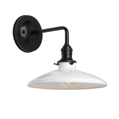 Farmhouse Task Light, 10" White Metal Lamp Shade