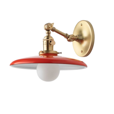 Farmhouse Task Light, 10" Red Metal Lamp Shade