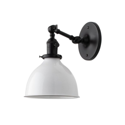 Adjustable Farmhouse Task Light, 8" White Metal Lamp Shade
