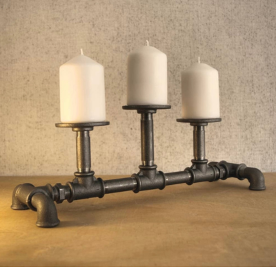 Industrial Iron 3-Placement Candle Holder