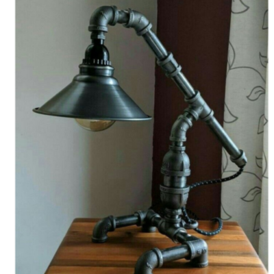Industrial Desk Lamp & Twisted Black Lamp Cord