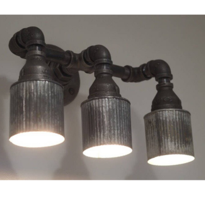 Farmhouse 3-Bulb Vanity Light with Galvanized Buckets