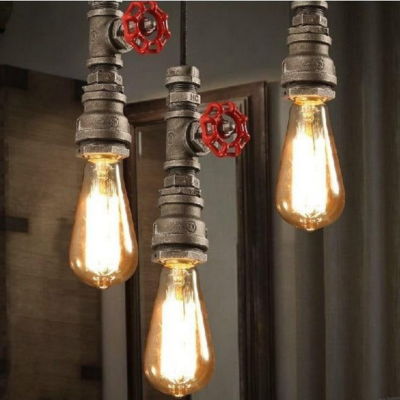Single Bulb Iron Pendant Light with Plumbing Valve