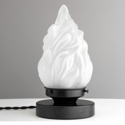 Flame Shape Frosted Glass Desk Lamp in Matte Black