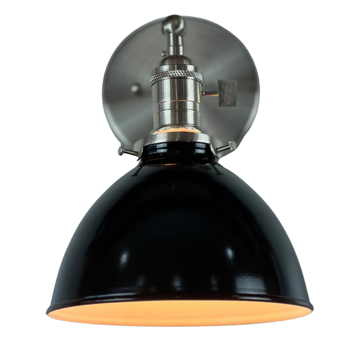 Cottage Living 1-Light Brushed Nickel Wall Sconce with Satin Black Lamp Shade