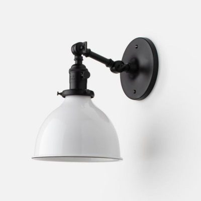 Adjustable Farmhouse Task Light, 8" White Metal Lamp Shade