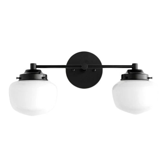 Avery 20" Bathroom Vanity Fixture, 2-Bulb with Opal Glass Shades