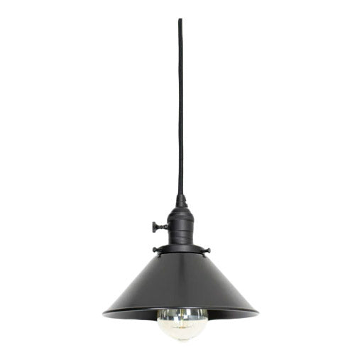 Canton 8"W Single Bulb, Satin Black Pendant Light