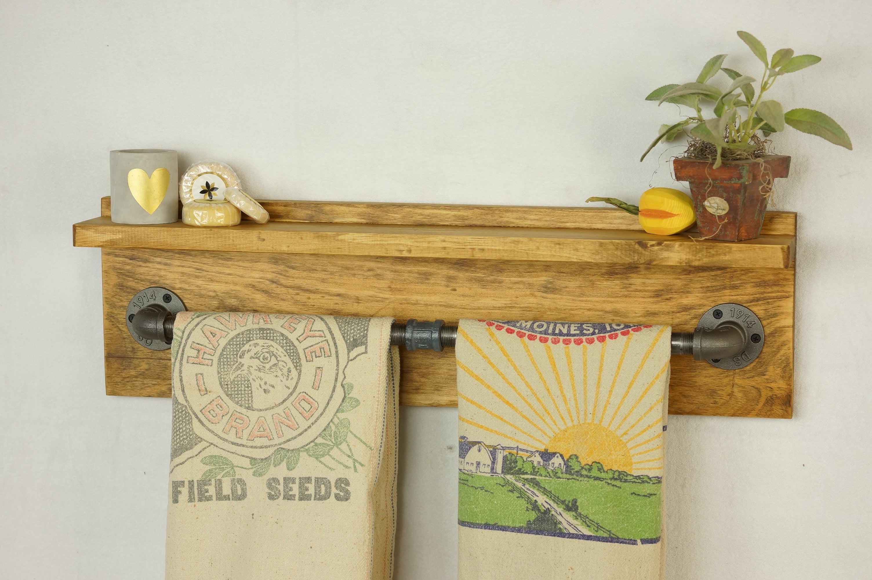 Twin Towel Farmhouse Bathroom Shelf