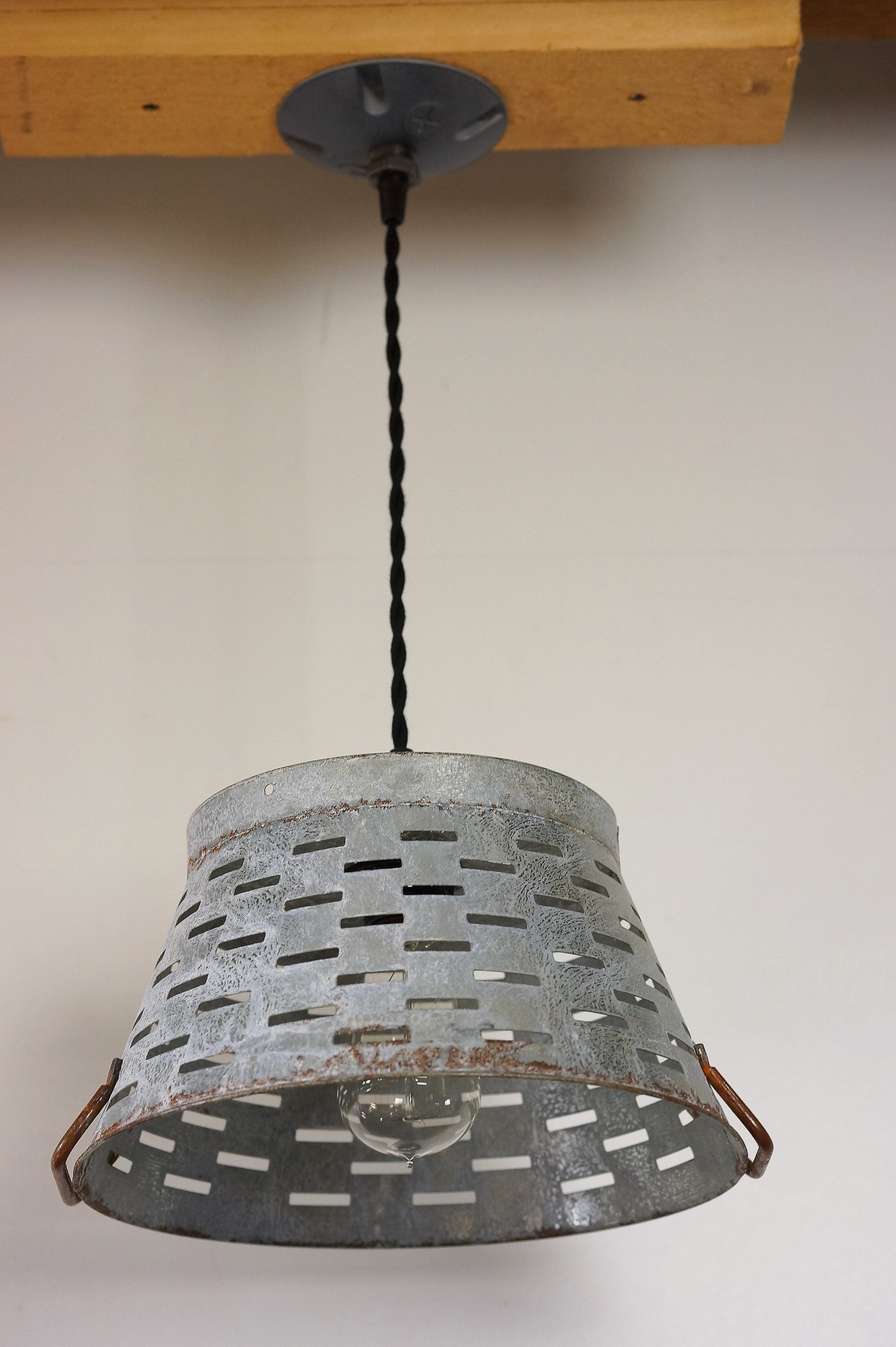 Punched Tin Galvanized Basket Light