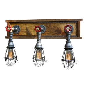 Craftsman Style Bathroom Vanity 3-Light with Wire Cages