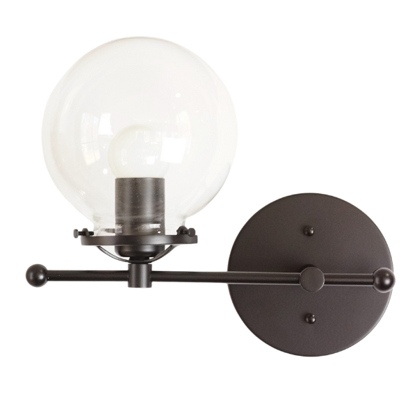 Alta Matte Black Wall Sconce, 6" Clear Globe