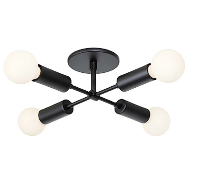 Retro Semi-Flush Mount 4-Light, Bulbs Included