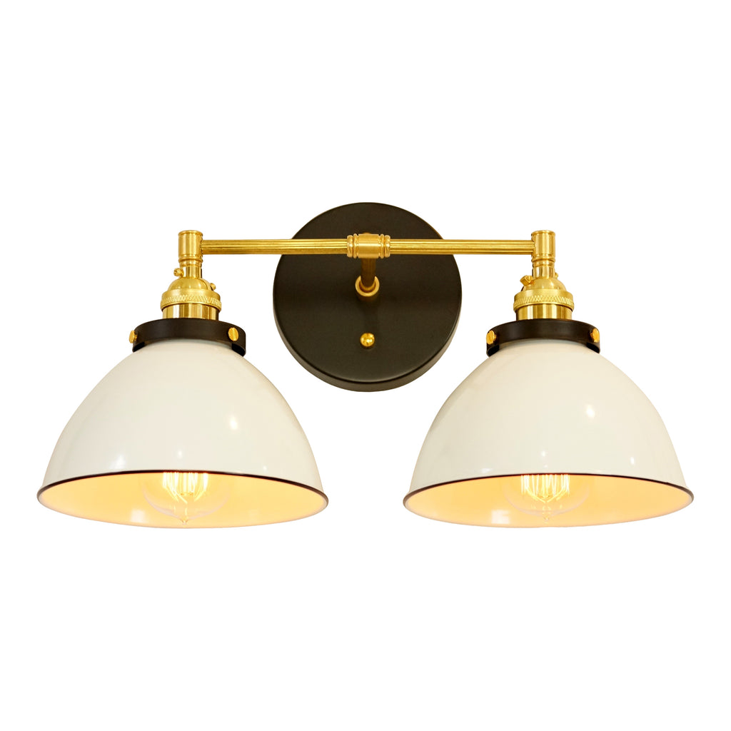 Modern Farmhouse 2-Shade Vanity Light, Brass Fittings