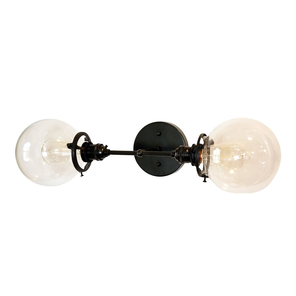 Classic 2-Bulb Vanity Light, Matte Black Finish