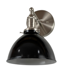 Cottage Living 1-Light Brushed Nickel Wall Sconce, Satin Black Lamp Shade