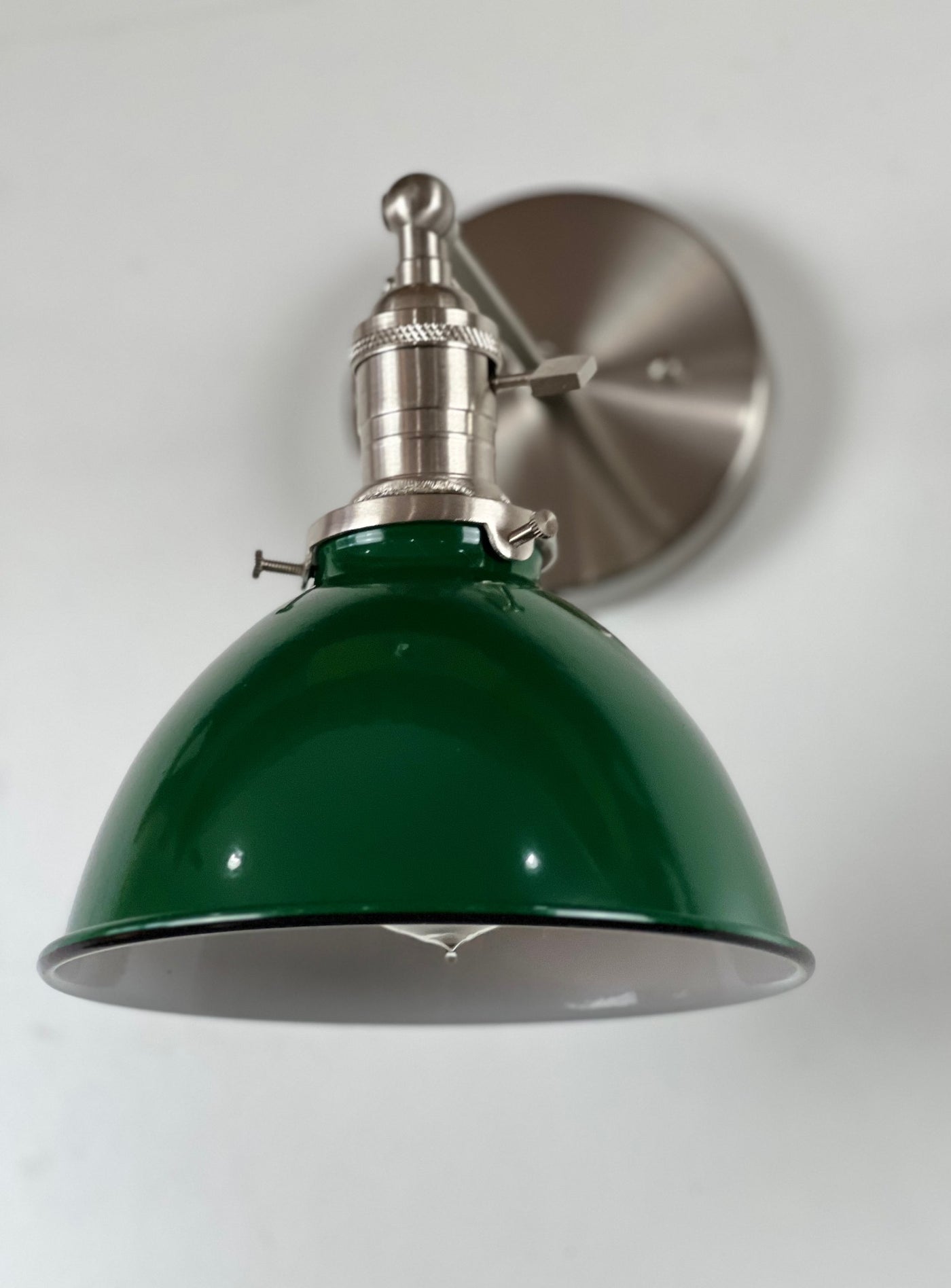 Coastal Cottage 1 Light Satin Nickel Wall Sconce Green Lamp Shade
