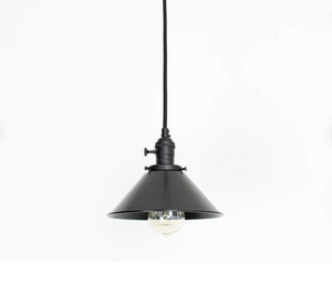 Canton 8"W Single Bulb, Satin Black Pendant Light