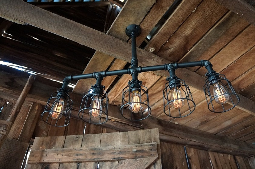 Lattitude 5-Light with Wire Cages Finished in Matte Black