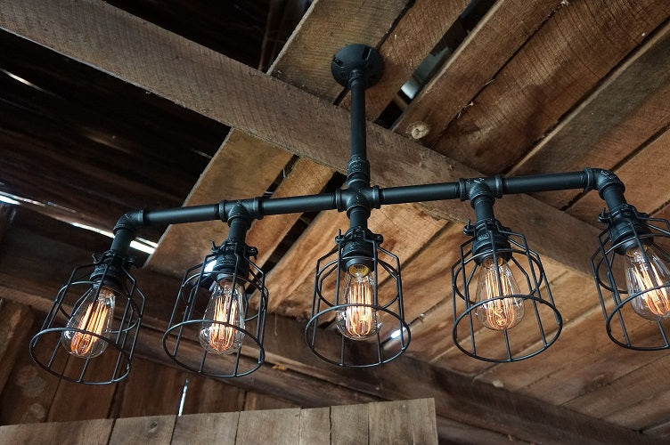 Lattitude 5-Light with Wire Cages Finished in Matte Black