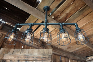 Lattitude 5-Light with Wire Cages Finished in Matte Black