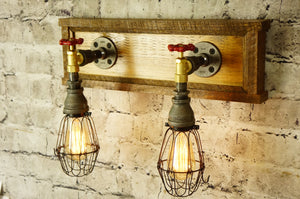 Farmhouse Vanity 2-Light, Brass Water Valves