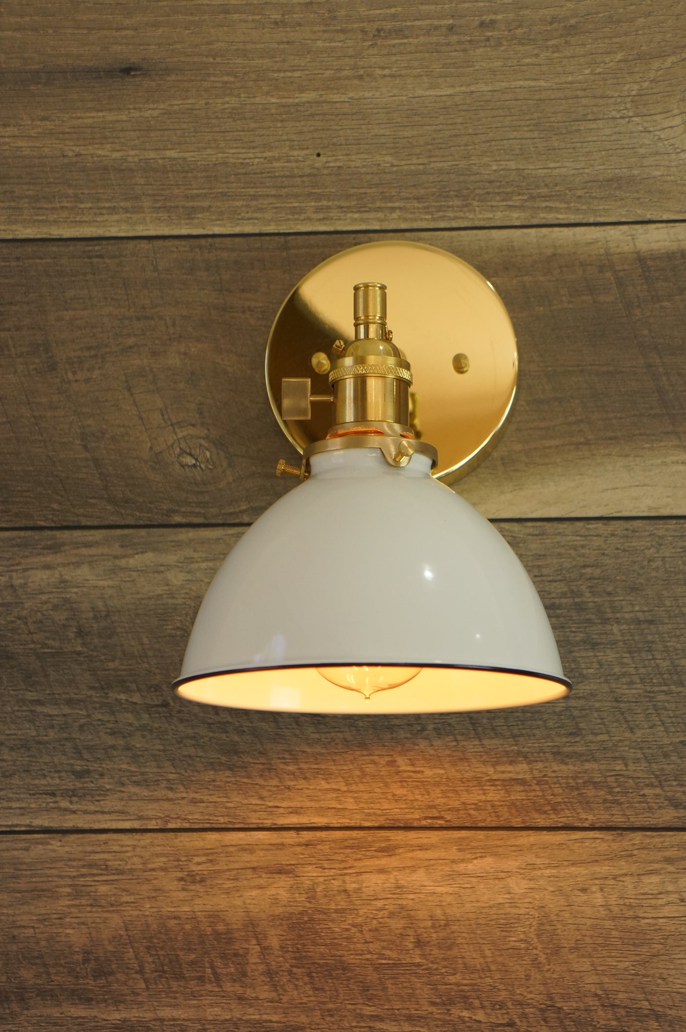 North Shore 1 Light Brass Wall Sconce White Lamp Shade