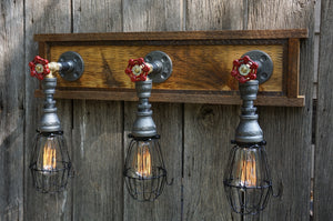 Craftsman Style Bathroom Vanity 3-Light with Wire Cages
