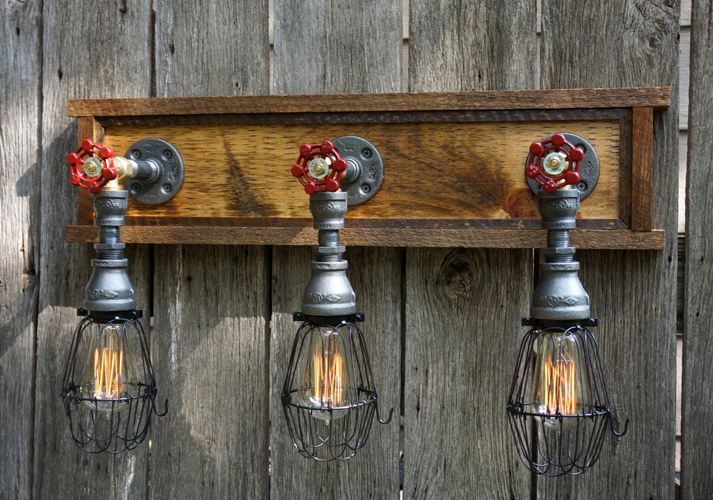 Craftsman Style Bathroom Vanity 3-Light with Wire Cages