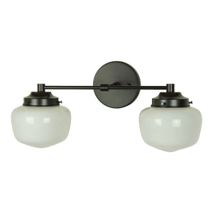 Avery 20" Bathroom Vanity Fixture, 2-Bulb with Opal Glass Shades