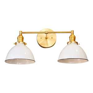 Shasta 2-Shade Vanity Light, Brass Fittings & White Shades