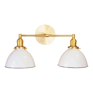 Shasta 2-Shade Vanity Light, Brass Fittings & White Shades