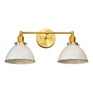 Shasta 2-Shade Vanity Light, Brass Fittings & White Shades