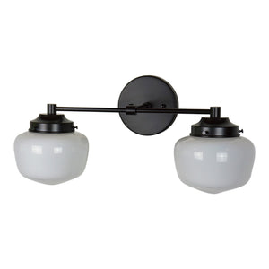 Avery 20" Bathroom Vanity Fixture, 2-Bulb with Opal Glass Shades