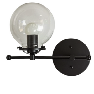 Alta Matte Black Wall Sconce, 6" Clear Globe