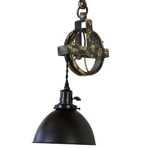 Vintage Style Pully Light, On/Off Keyed Switch, Matte Black Shade 40" Twisted Wire
