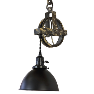 Vintage Style Pully Light, On/Off Keyed Switch, Matte Black Shade 40" Twisted Wire