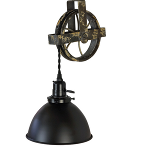 Vintage Style Pully Light, On/Off Keyed Switch, Matte Black Shade 40" Twisted Wire