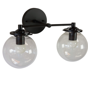 Hartsel Clear Glass Globe, 2-Bulb Bath Light