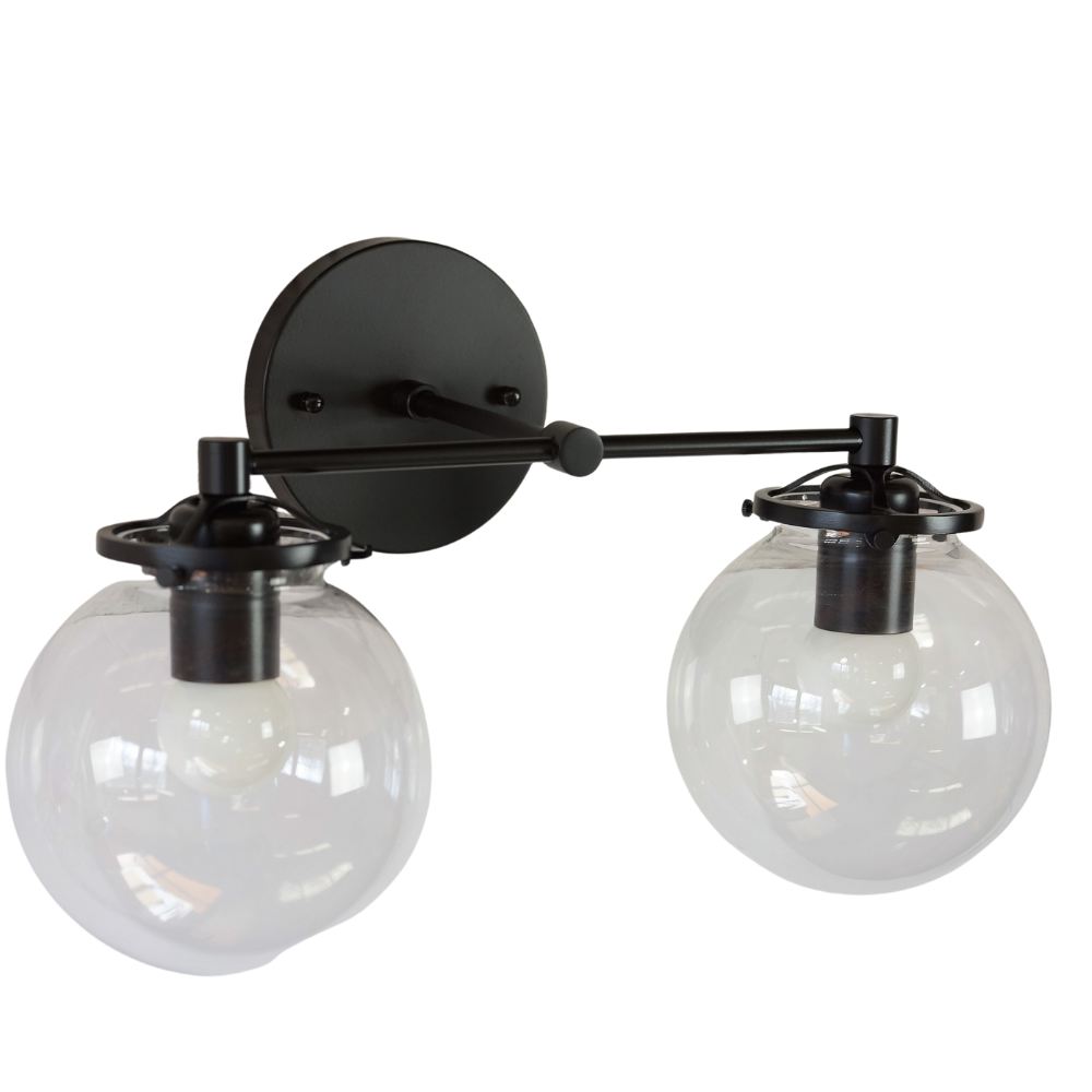 Hartsel Clear Glass Globe, 2-Bulb Bath Light