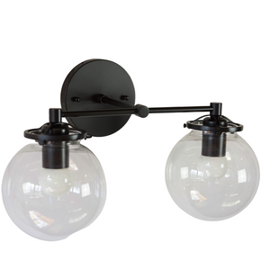 Hartsel Clear Glass Globe, 2-Bulb Bath Light
