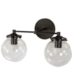 Hartsel Clear Glass Globe, 2-Bulb Bath Light
