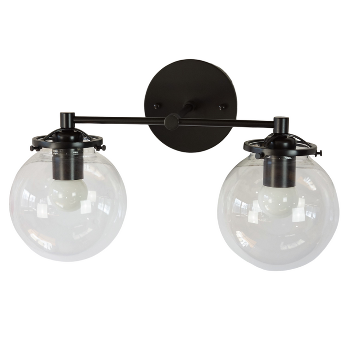 Hartsel Clear Glass Globe, 2-Bulb Bath Light