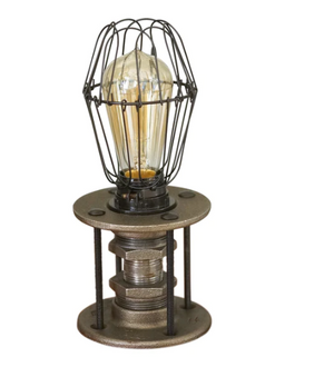 Keystone Industrial Table Lamp, W/Lamp Cage