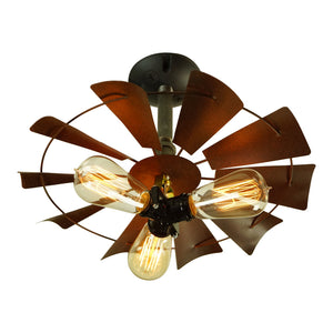 Rustic Style 3-Bulb Fan Light