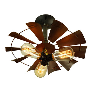 Rustic Style 3-Bulb Fan Light