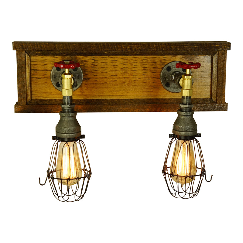 Farmhouse Vanity 2-Light, Brass Water Valves