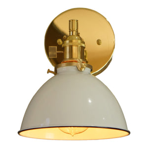 North Shore 1-Light Brass Wall Sconce, White Lamp Shade