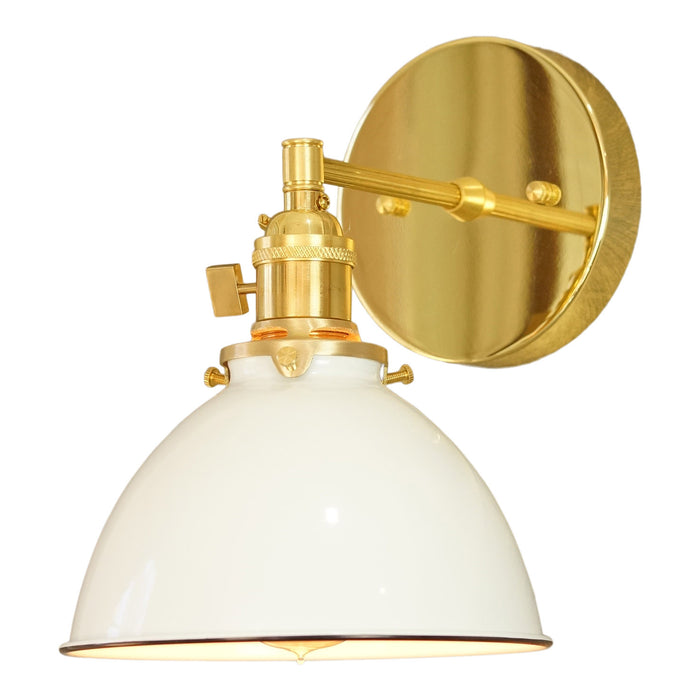 North Shore 1-Light Brass Wall Sconce, White Lamp Shade